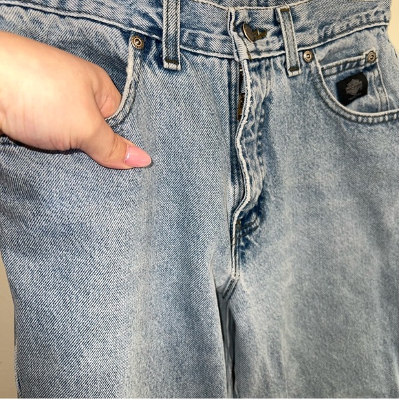 Vintage 2001 Harley-Davidson USA Made High Rise Mom Jeans 6P Light Wash - Picture 6 of 16